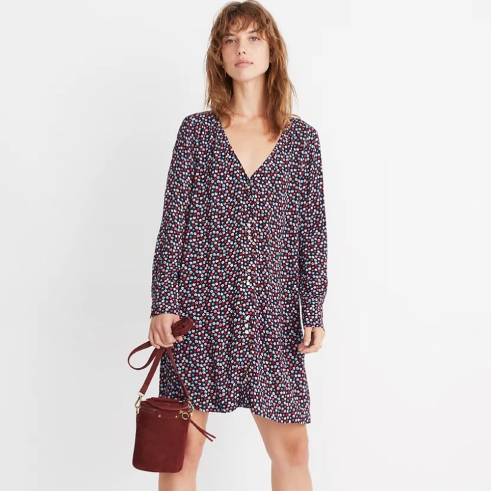Madewell button-front flower print mini dress, XS